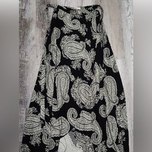 Black White Paisley Wrap Skirt Maxi High
Low